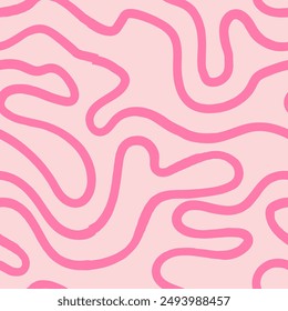 Seamless abstract pattern with squiggles and scribbles. Weaved curved lines. Chaotic ink scribbles decorative texture. Messy doodles, wavy and curly lines