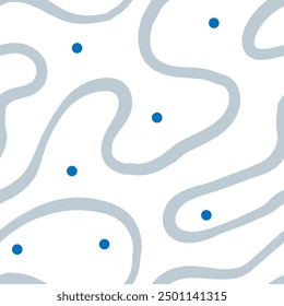 Seamless abstract pattern with squiggles and scribbles. Weaved curved lines. Chaotic ink scribbles decorative texture. Messy doodles, wavy and curly lines