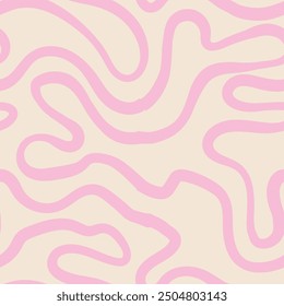 Seamless abstract pattern with squiggles and scribbles. Weaved curved lines. Chaotic ink scribbles decorative texture. Messy doodles, wavy and curly lines