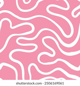 Seamless abstract pattern with squiggles and scribbles. Weaved curved lines. Chaotic ink scribbles decorative texture. Messy doodles, wavy and curly lines