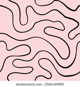 Seamless abstract pattern with squiggles and scribbles. Weaved curved lines. Chaotic ink scribbles decorative texture. Messy doodles, wavy and curly lines
