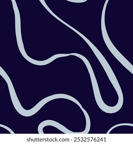 Seamless abstract pattern with squiggles and scribbles. Weaved curved lines. Chaotic ink scribbles decorative texture. Messy doodles, wavy and curly lines