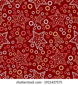 Patrón abstracto sin inconvenientes con las estrellas. Hermosa textura para textil, papel impreso, rayado o papel pintado. Ilustración vectorial. Un colorido y moderno fondo estelar.