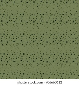 Seamless abstract pattern with  stars of different size on green background,vector EPS 10