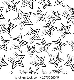 Seamless abstract pattern with stars, grunge star brush strokes