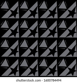 Seamless abstract pattern with stars, triangles for print, textile.