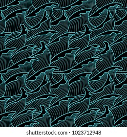 Seamless abstract pattern. Stormy waves. Vector illustration.