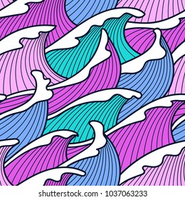 Seamless abstract pattern. Stormy waves. Vector illustration.