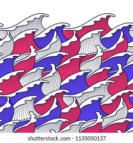 Seamless abstract pattern. Stormy waves. Vector illustration.