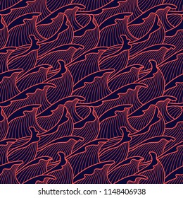 Seamless abstract pattern. Stormy waves. Vector illustration.