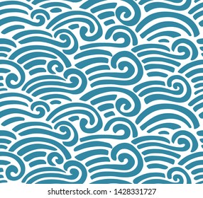 Seamless abstract pattern. Stormy waves. Vector illustration with ocean waves.