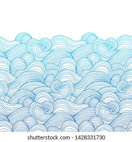 Seamless abstract pattern. Stormy waves. Vector illustration with ocean waves.