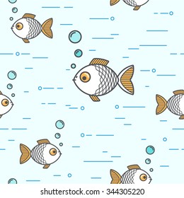 Seamless abstract pattern. Stylish repeating pattern with fish.
