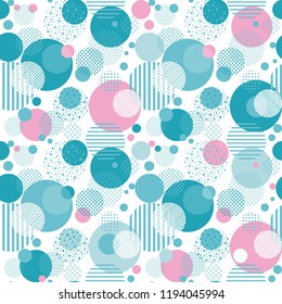 Seamless abstract  pattern. Stylish turquoise and pink background.  Graphic modern pattern. Geometric minimal pattern. Vector illustration bright design.