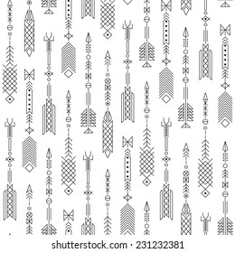 Seamless abstract pattern with stylized arrows. Vector illustration.