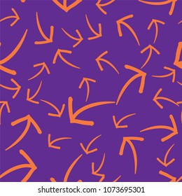 Seamless abstract pattern with stylized chaotic arrows. Vector illustration. Seamless background with arrows.