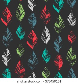 Seamless abstract pattern with stylized color leaves