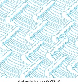 Seamless abstract pattern with stylized monochromatic sea wave