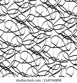 Seamless abstract pattern with swirl uncolored lines