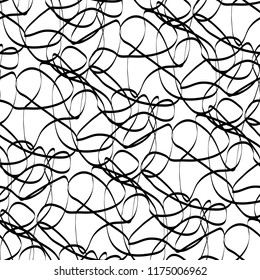 Seamless abstract pattern with swirl uncolored lines