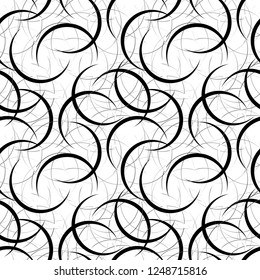 Seamless abstract pattern with swirl uncolored lines