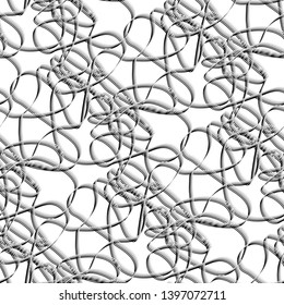 Seamless abstract pattern with swirl uncolored lines