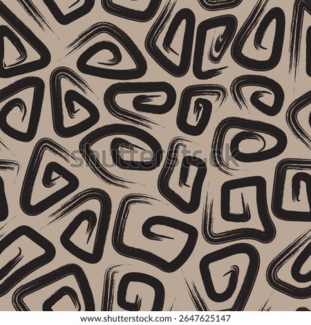 A seamless abstract pattern with swirling ink-like triangle shapes, blending spontaneity and structure. Ideal for fashion prints, wallpapers, or artistic branding.