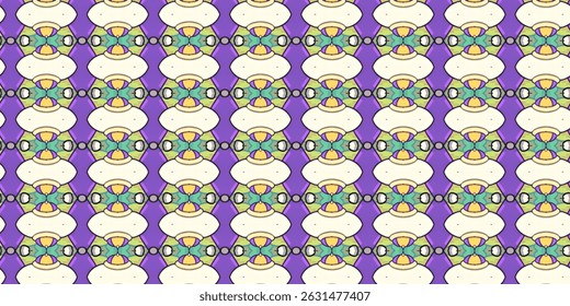 Seamless Abstract Pattern with Symmetrical Organic Shapes and Pastel Colors