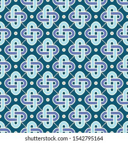 seamless abstract pattern with tangled ovals in blue shades on a dark blue fond