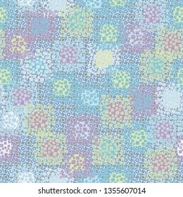 Seamless abstract pattern. Texture on the basis of bloated squares.
The background consists of small squares and tilted four-pointed stars.
