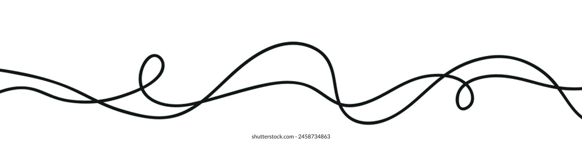 Seamless abstract pattern thin, wavy lines and curvy squiggles. Flat vector illustration isolated on white background