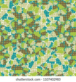 Seamless abstract pattern. This color texture is made up of seven-pointed stars. Fashionable background. The drawing can be easily edited. Above the picture is a network of small squares.