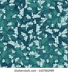Seamless abstract pattern. This color texture is made up of seven-pointed stars. Fashionable background. The drawing can be easily edited. Above the picture is a network of small squares.