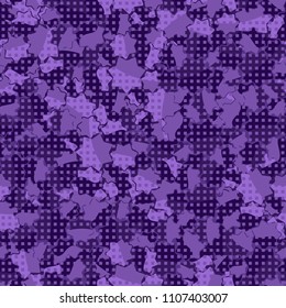 Seamless abstract pattern. This color texture is made up of seven-pointed stars. Fashionable background. The drawing can be easily edited. Above the picture is a network of small squares.