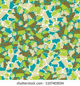Seamless abstract pattern. This color texture is made up of seven-pointed stars. The drawing can be easily edited. Above the picture there is a network consisting of chaos of distorted squares.