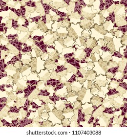 Seamless abstract pattern. This color texture is made up of seven-pointed stars. The drawing can be easily edited. Above the picture there is a network consisting of chaos of distorted squares.
