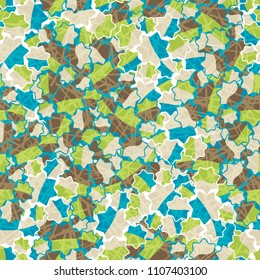 Seamless abstract pattern. This color texture is made up of seven-pointed stars. Fashionable. The drawing can be easily edited. Above the picture is a chaotic network consisting of transparent lines.