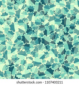 Seamless abstract pattern. This color texture is made up of seven-pointed stars. Fashionable. The drawing can be easily edited. Above the picture is a chess network consisting of striped squares.