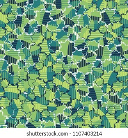 Seamless abstract pattern. This color texture is made up of seven-pointed stars. Fashionable. The drawing can be easily edited. Above the picture is a chess network consisting of striped squares.