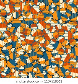 Seamless abstract pattern. This color texture is made up of seven-pointed stars. The drawing can be easily edited.The surface of the image is mesh of vertical and horizontal segments.