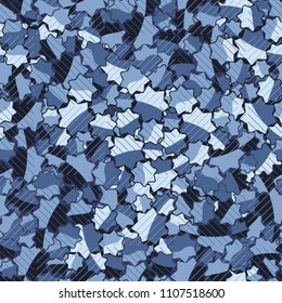 Seamless abstract pattern. This color texture is made up of seven-pointed stars. Fashionable background. The drawing can be easily edited. The image is covered with a network of thin diagonal lines.