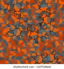 Seamless abstract pattern. This color texture is made up of seven-pointed stars. The drawing can be easily edited. The composition is supplemented by a network consisting of concentric squares.