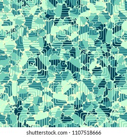 Seamless abstract pattern. This color texture is made up of seven-pointed stars. The drawing can be easily edited. The composition is supplemented by a network consisting of concentric squares.