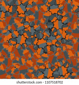 Seamless abstract pattern. This color texture is made up of seven-pointed stars. Fashionable background. The drawing can be easily edited. On this surface a network of fine lines is superimposed.