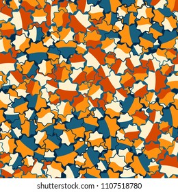 Seamless abstract pattern. This color texture is made up of seven-pointed stars. Fashionable background. The drawing can be easily edited.