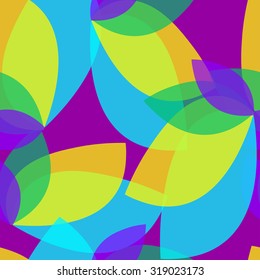 Seamless abstract pattern with transparent leaves. Colorful vector background. Seamless pattern can be used for printing textile, wallpaper , wrapping paper.