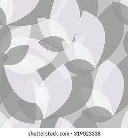 Seamless abstract pattern with transparent leaves. Black and white vector background. Seamless pattern can be used for printing textile, wallpaper , wrapping paper.