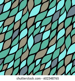 Seamless abstract pattern with transparent leaves. Vector illustration with abstract petals. Colorful texture.