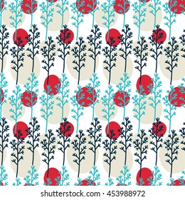 Seamless abstract pattern with trees. Fashion colors.