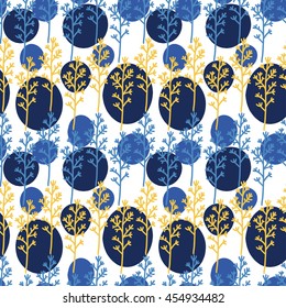 Seamless abstract pattern with trees. Fashion colors.